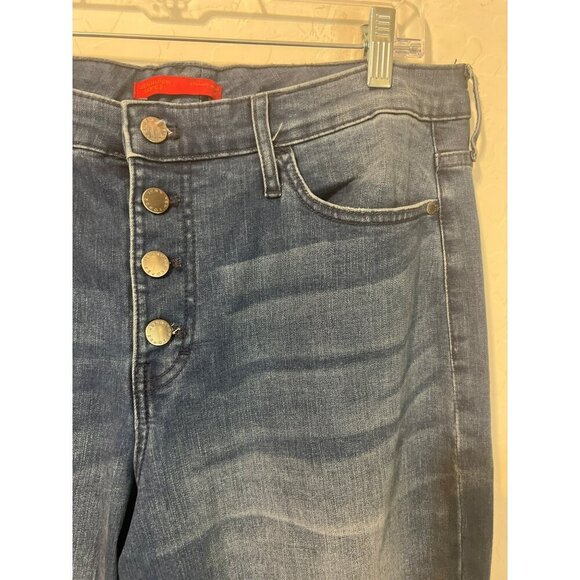 Jennifer Lopez Sz 14 Straight Crop Frayed Hem Button Fly Boho - Picture 4 of 8